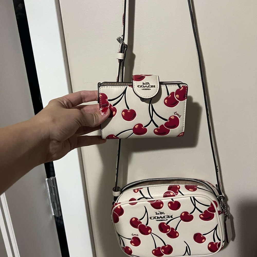 Coach Cherry Pattern Crossbody Bag and Wallet